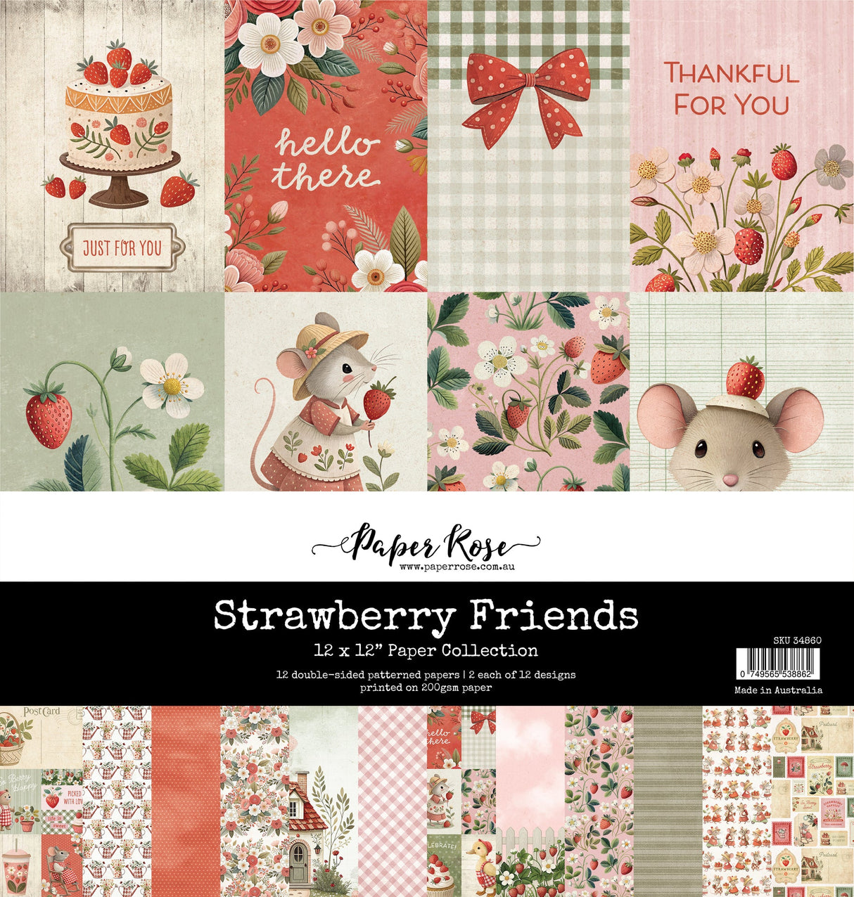 Strawberry Friends 12x12 Paper Collection 34860 - Paper Rose Studio