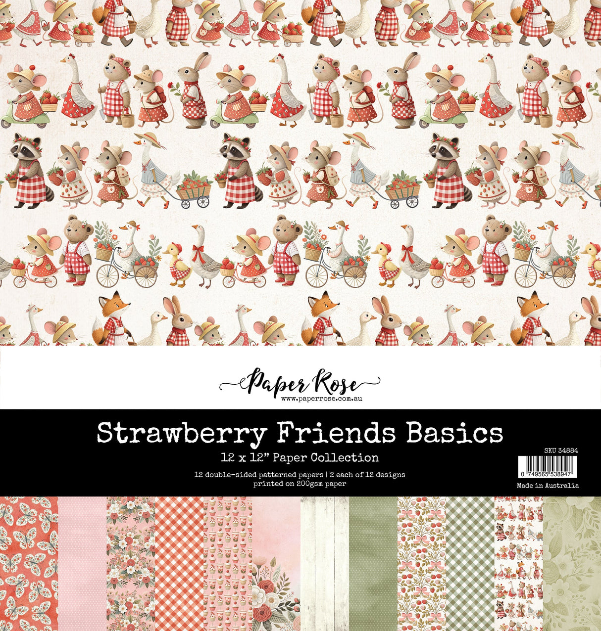 Strawberry Friends Basics 12x12 Paper Collection 34884 - Paper Rose Studio