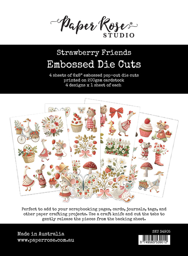 Strawberry Friends Embossed Die Cuts 34905 - Paper Rose Studio