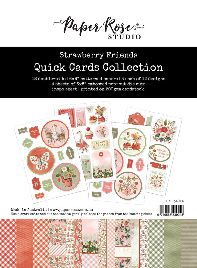 Strawberry Friends 6x8" Quick Cards Collection 34914 - Paper Rose Studio