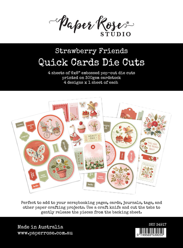 Strawberry Friends 6x8" Quick Cards Die Cuts 34917 - Paper Rose Studio