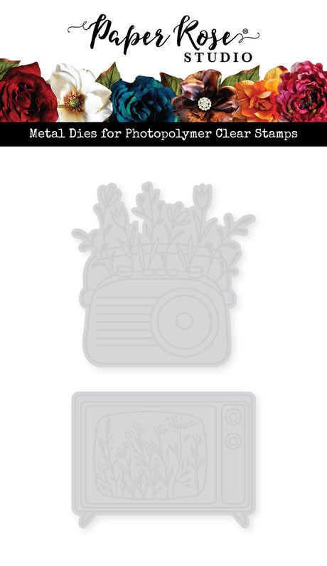 Vintage Floral TV & Radio Metal Cutting Die 34467 - Paper Rose Studio