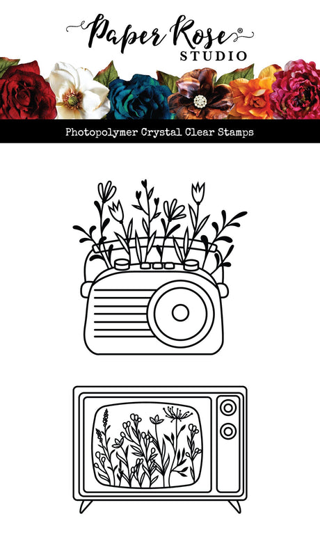 Vintage Floral TV & Radio Clear Stamp 34464 - Paper Rose Studio