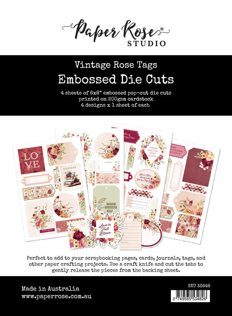 Vintage Rose Tags & Tickets Embossed Die Cuts 33648 - Paper Rose Studio