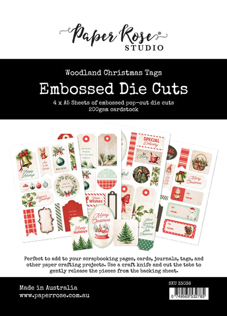 Woodland Christmas Tags Embossed Die Cuts 33036 - Paper Rose Studio