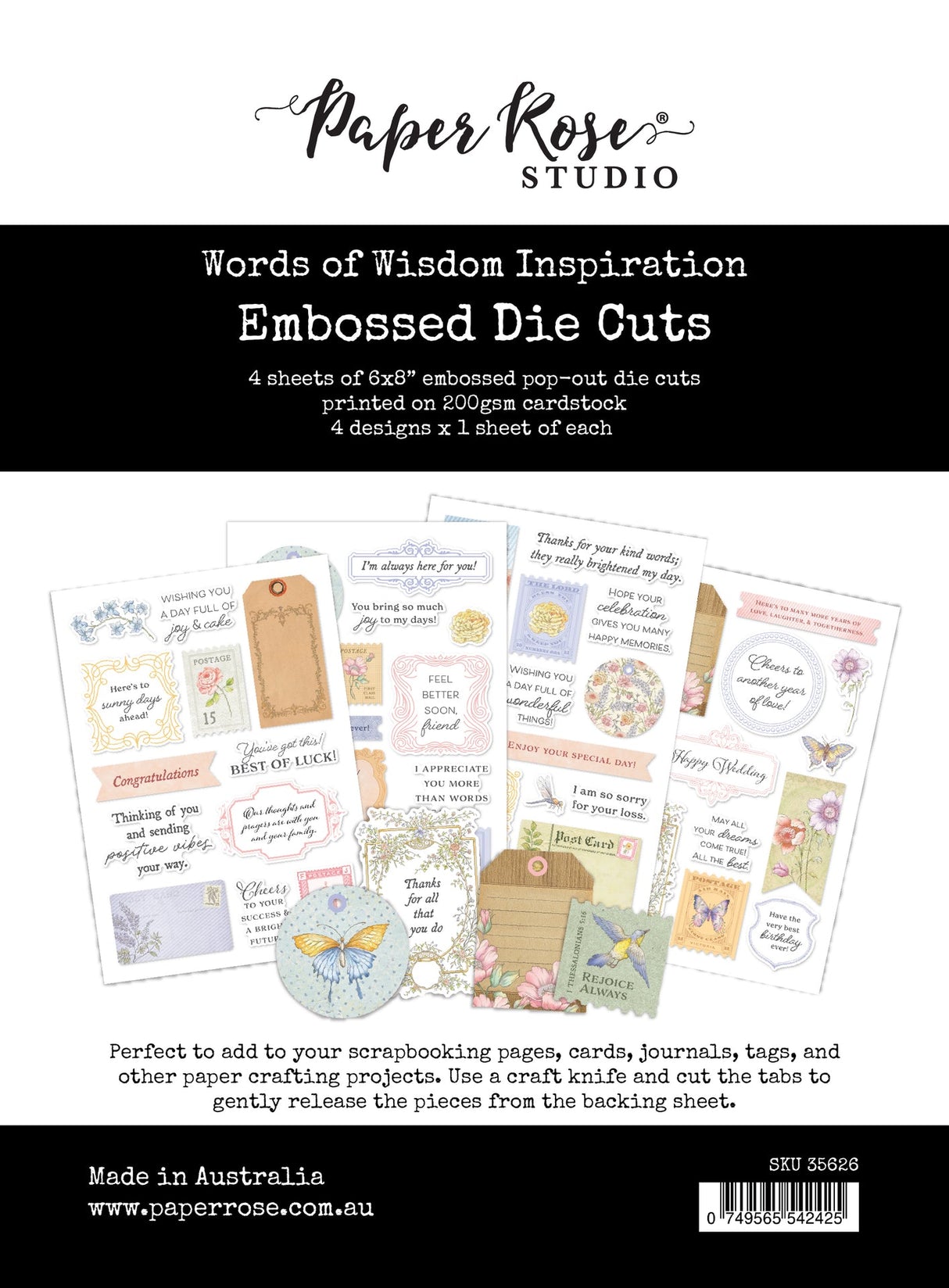 Words of Wisdom 6 x 8" Inspiration Embossed Die Cuts 35626