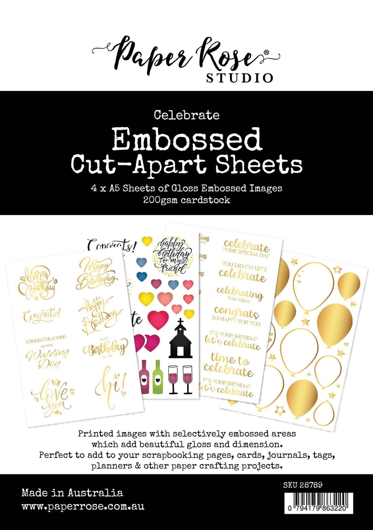 Celepertae Paper Celebrate Embossed Cut-Apart Sheets 28789 – Paper Rose USA