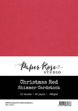Christmas Red Shimmer Cardstock A5 10pc 29542 - Paper Rose Studio