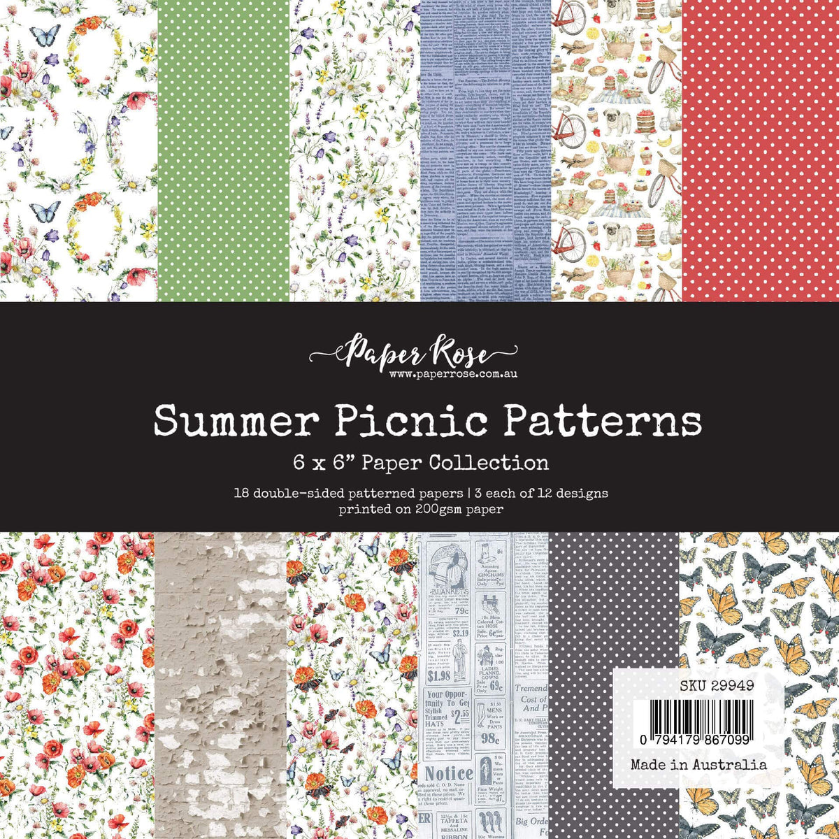 Summer Pinic Pattern Summer Picnic Patterns 6x6 Paper Collection 29949 – Paper Rose USA