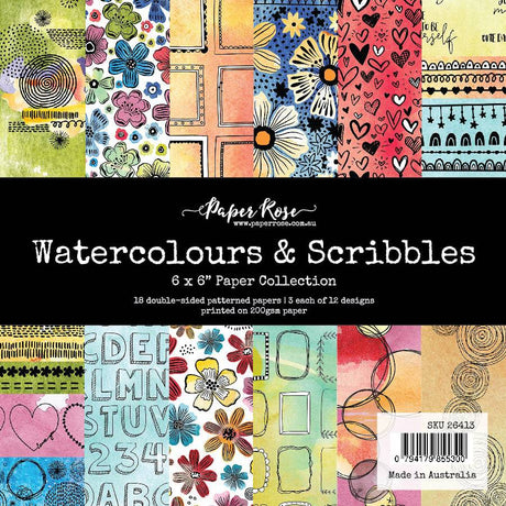 Watercolours & Scribbles 6x6 Paper Collection 26413 - Paper Rose Studio