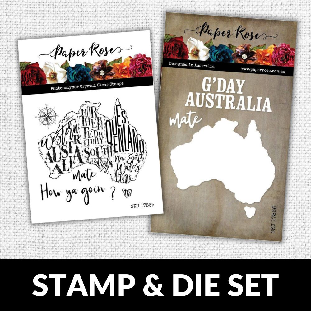 Map of Australia 4x4 CLEAR STAMP & DIE SET 17865 17866 DISCONTINUED - Paper Rose Studio