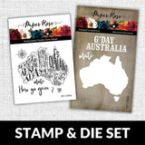 Map of Australia 4x4 CLEAR STAMP & DIE SET 17865 17866 DISCONTINUED - Paper Rose Studio