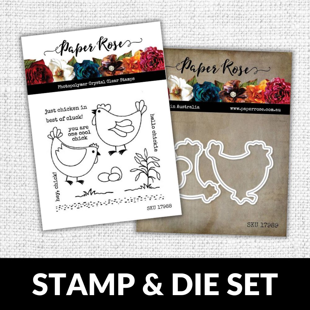 Hey Chick 4x4 CLEAR STAMP & DIE SET 17988 17989 DISCONTINUED - Paper Rose Studio