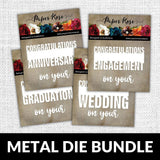 Congratulations on your Anniversary, Engagement, Wedding, Graduation Metal Die Bundle - 28894 28897 28900 28903