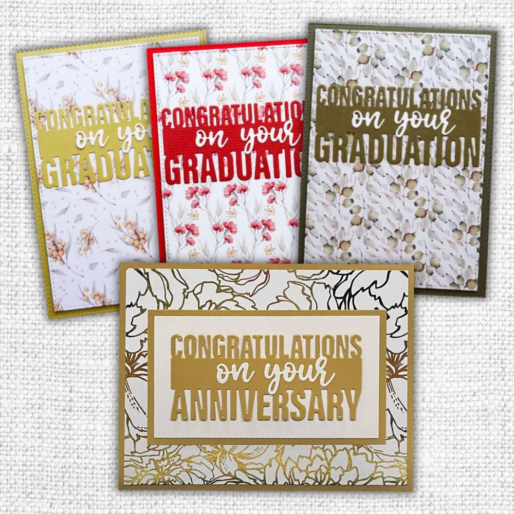 Congratulations on your Anniversary, Engagement, Wedding, Graduation Metal Die Bundle - 28894 28897 28900 28903