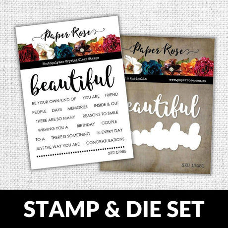 Beautiful Words 4x4 CLEAR STAMP & DIE SET 17985 17451 DISCONTINUED - Paper Rose Studio