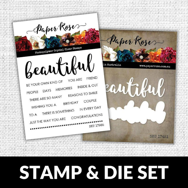 Beautiful Words 4x4 CLEAR STAMP & DIE SET 17985 17451 DISCONTINUED - Paper Rose Studio