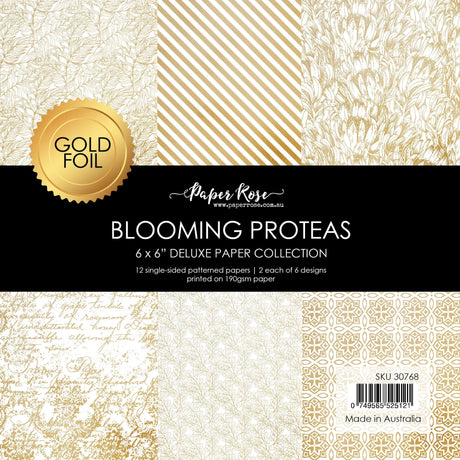 Blooming Proteas - Gold Foil 6x6 Paper Collection 30768 - Paper Rose Studio