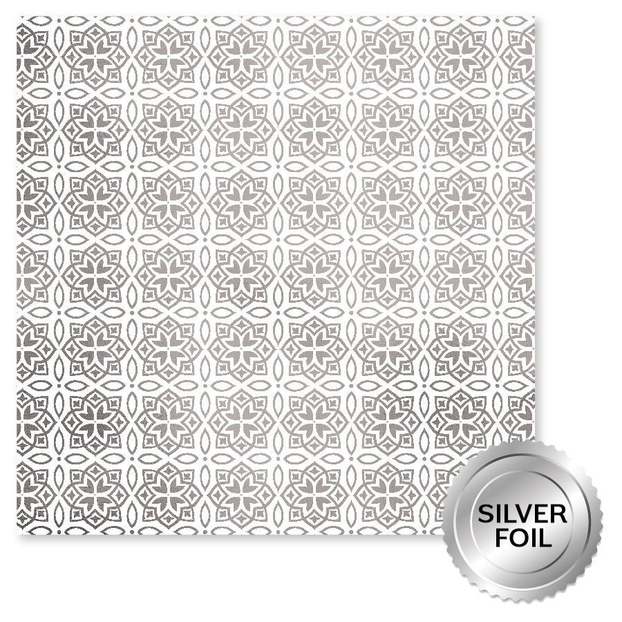 Blooming Proteas Silver Foil F 12x12 Paper (6pc Bulk Pack) 30789 - Paper Rose Studio