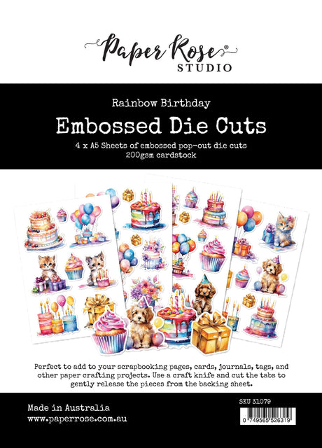 Rainbow Birthday Embossed Die Cuts 31079 - Paper Rose Studio