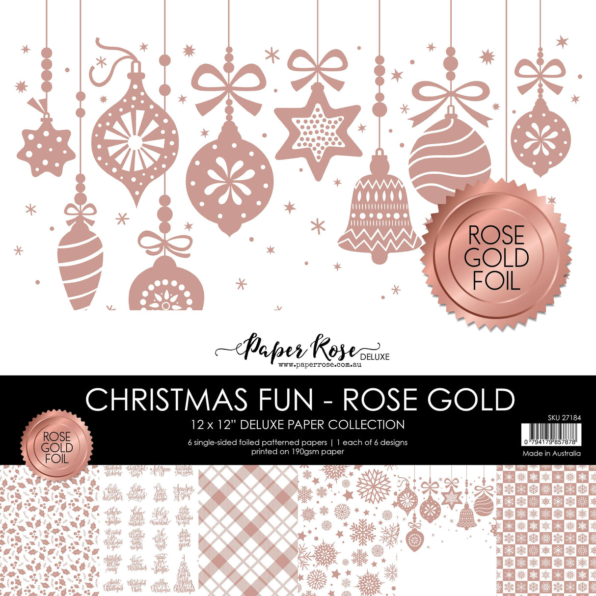 Christmas Fun 12x12 Paper Collection 27184 - Rose Gold Foil - Paper Rose Studio