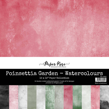 Poinsettia Garden Watercolours 12x12 Paper Collection 26893 - Paper Rose Studio