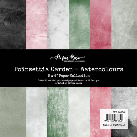 Poinsettia Garden Watercolours 6x6 Paper Collection 26914 - Paper Rose Studio