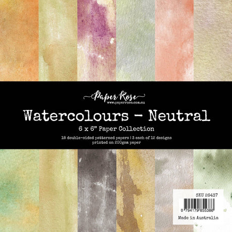 Watercolours - Neutral 6x6 Paper Collection 26437 - Paper Rose Studio